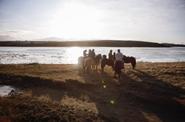 Horse riding at the lake
