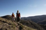 tourists in mountains