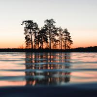 Sunset lake view 