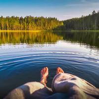 Swimming in the lake