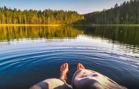 Swimming in the lake
